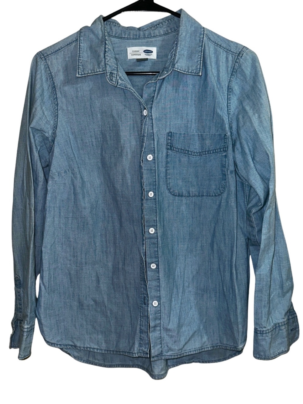 Light Blue Denim Style Button Up Shirt Old Navy